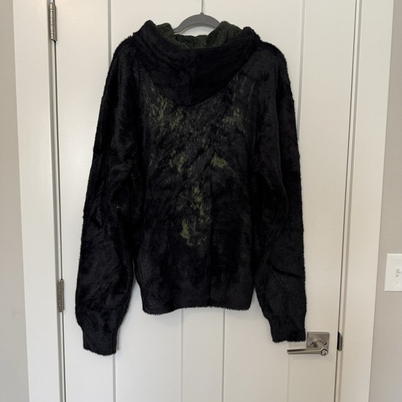 NEW Derschutze Fuzzy Black  Green Zip Up Hoodie Jacket Men's Size XXL NYC To RIO - Picture 3 of 6